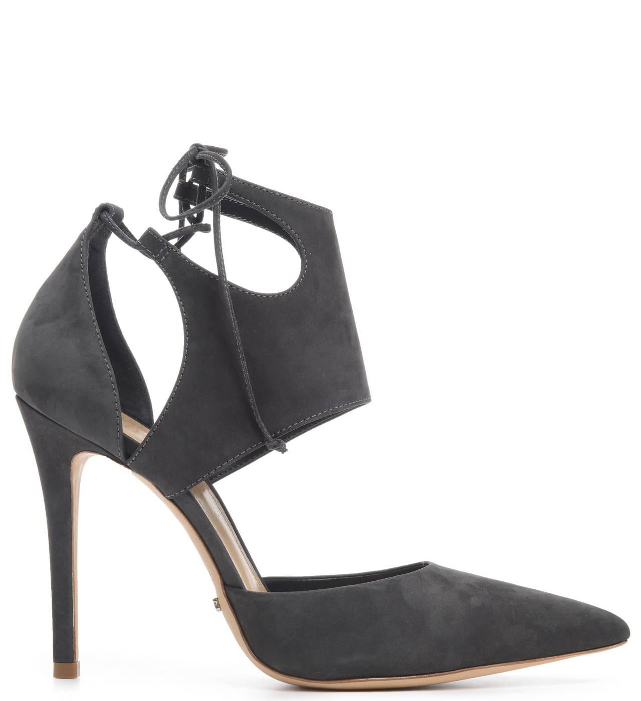 dark grey suede pumps