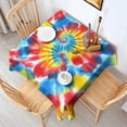 thumbnail image 2 of Colorful Tie Dye Pattern Square Tablecloth,Waterproof Square Table Cover,Wipeable Spillproof Washable Table Cover for Home Kitchen Party Decor 60"x60"(152x152cm), 2 of 6