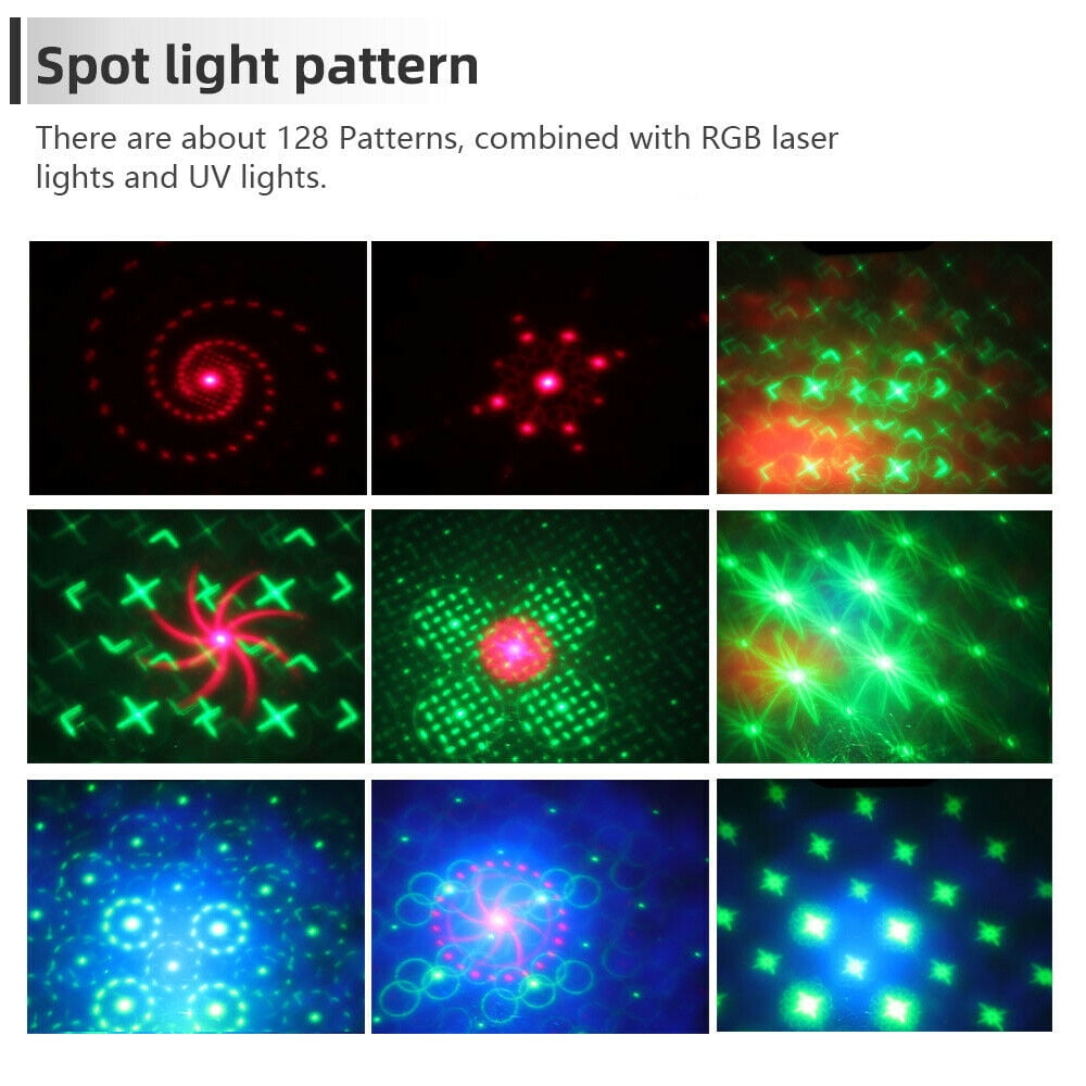 LNKOO 128 Pattern RGB Portable Led Stage Laser Light DJ KTV Projector Party Disco Lamp Stage Laser Light Mini Flash Built-in battery usb charging Strobe Light for Stage Lighting Christmas Parties