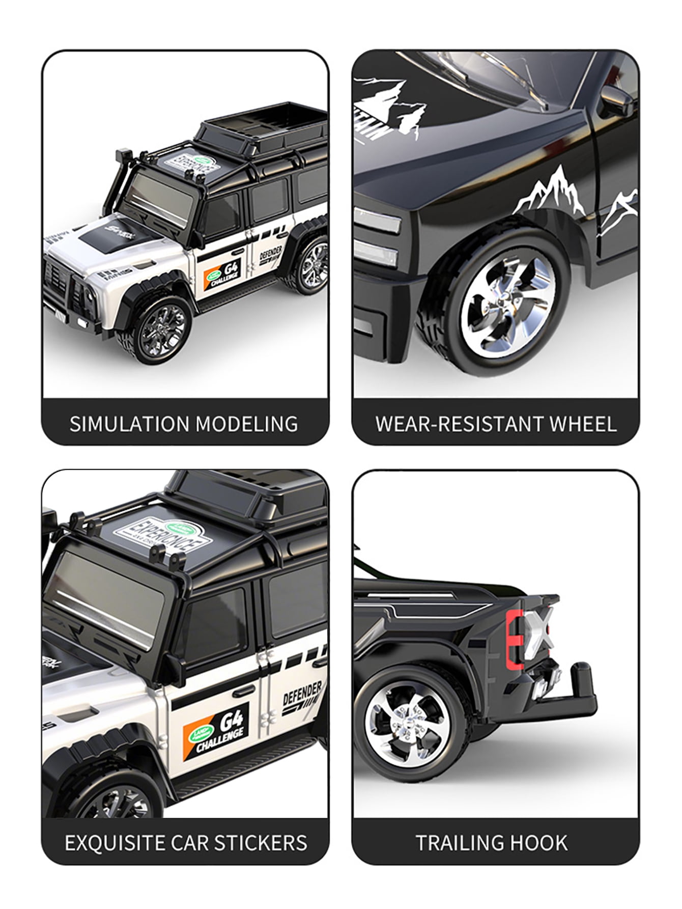 1: 64 mini remote control car with trailer, multi-channel control, alloy anti drop, can be towed for storage