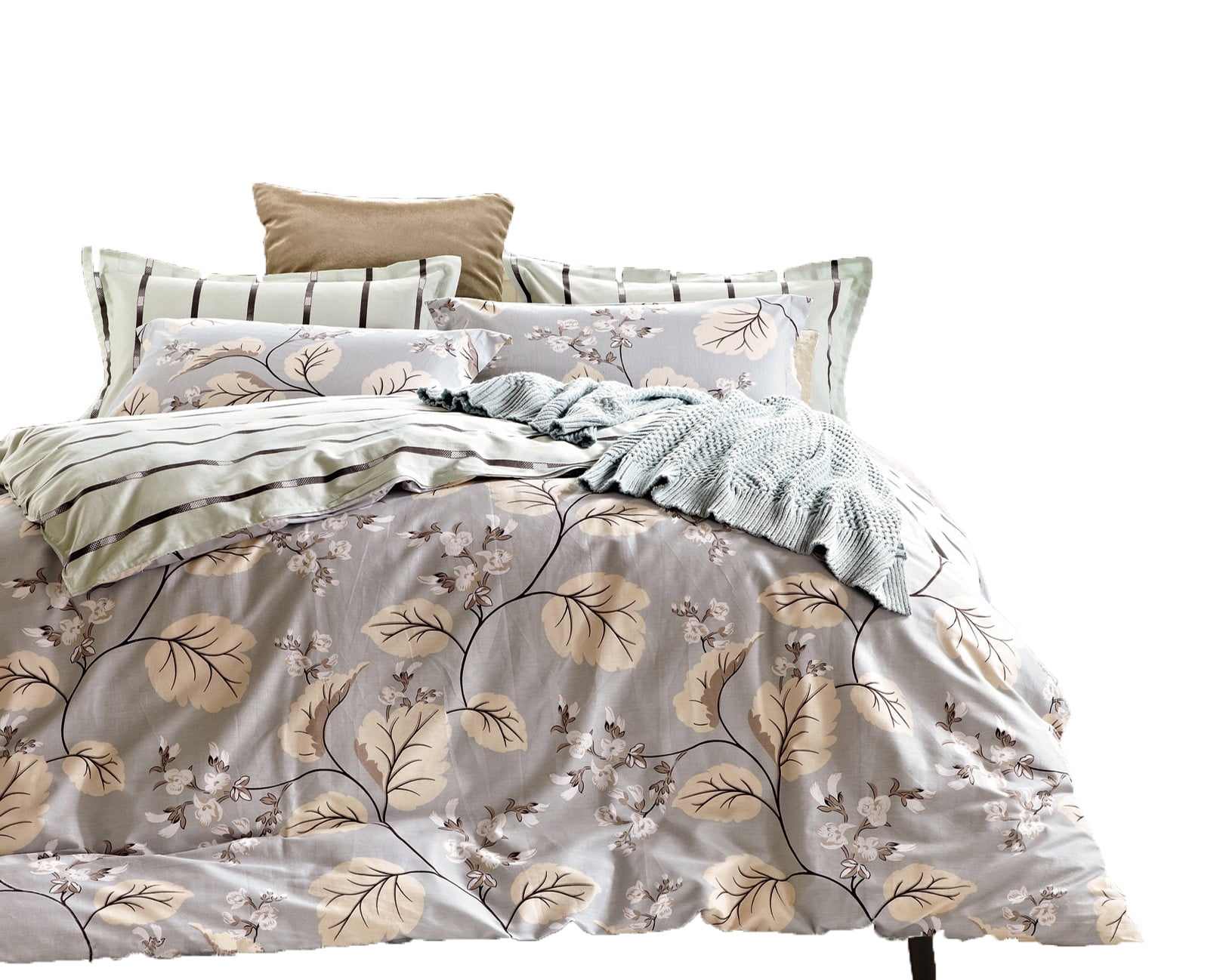 Swanson Beddings Catalpa Blossoms 3-Piece 100% Cotton Bedding Set: Duvet Cover and Two Pillow Shams Queen