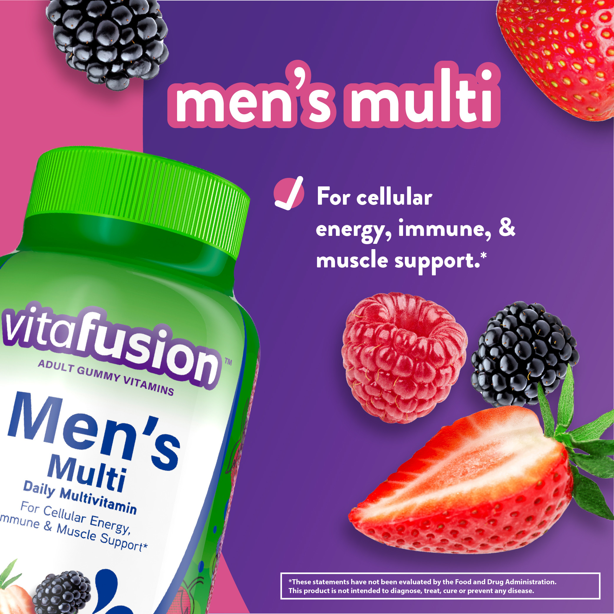 vitafusion Adult Gummy Vitamins for Men, Berry Flavored Daily Multivitamins for Men, 150 Count - image 4 of 10