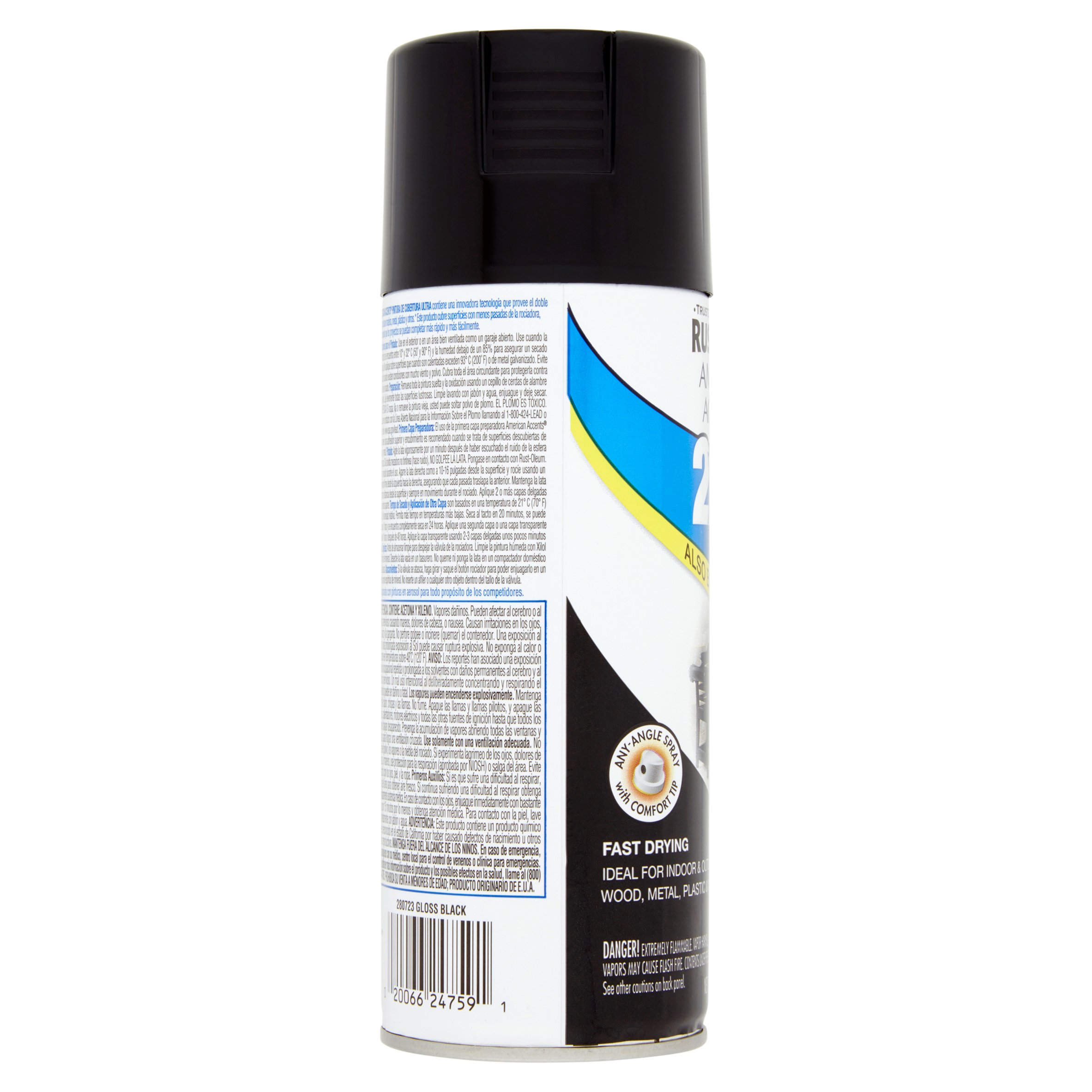 Rust-Oleum American Accents Ultra Cover 2X Gloss Black Spray Paint and Primer in 1, 12 oz - image 4 of 5