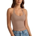 thumbnail image 4 of oqasdz Womens Tank Tops Workout Halter Neck Slim Fit Camisole Solid Color Sleeveless Stretchy Tank Top Athletic Casual Vacation, 4 of 7