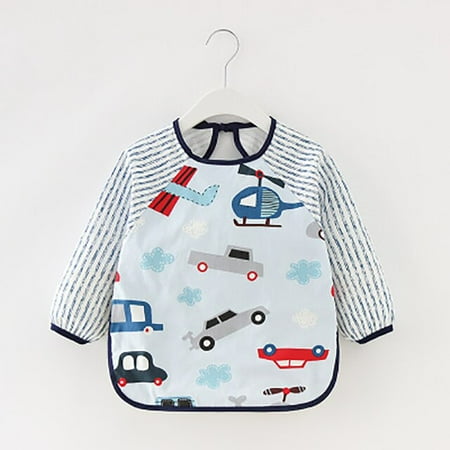 

QWZNDZG Baby Long Sleeved Bibs Toddler Apron Bibs Autumn Cartoon Waterproof Mealtime Protection Washable Easy Clean Smock for Kids 0-7Y