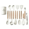 thumbnail image 1 of Silicone Kitchen Utensils Set 11 Piece Wooden Handle Silicone Cooking Tableware Set (Dishwasher Can Be Used for Cleaning) 200 ° F Heat-Resistant Scraper Set, Non Stick Pot, Best Kitchen, 1 of 9