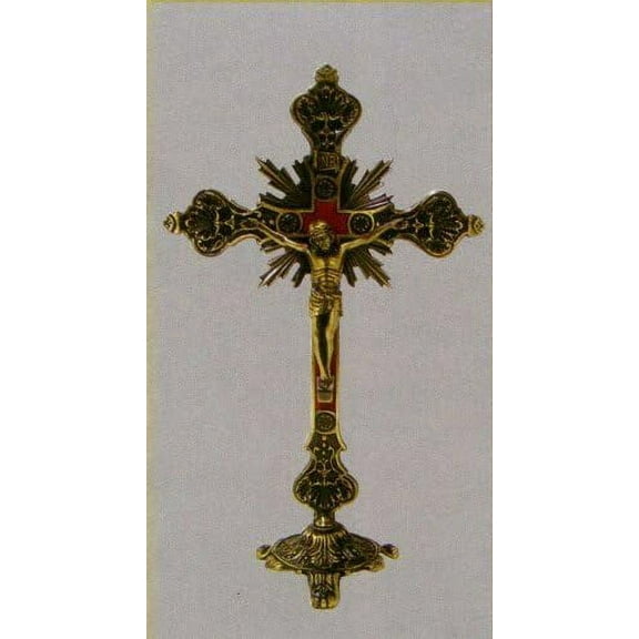 Fine All Metal Freestanding Crucifix, 9in., Bronze