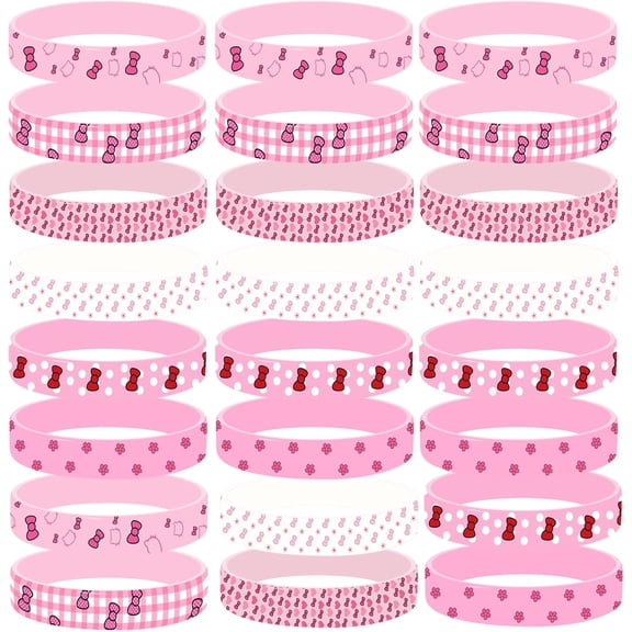 Hello Cat Theme Party Favors,24 Pieces Silicone Bracelets,Birthday Decorations Party Supplies, Goodie Bag Favors Return Gifts for Kids
