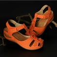 thumbnail image 2 of Anuirheih Women's Ladies Girl Comfortable Hollow Flowers Round Toe Sandals Soft Sole Shoes Sandals Women (Orange), 2 of 3