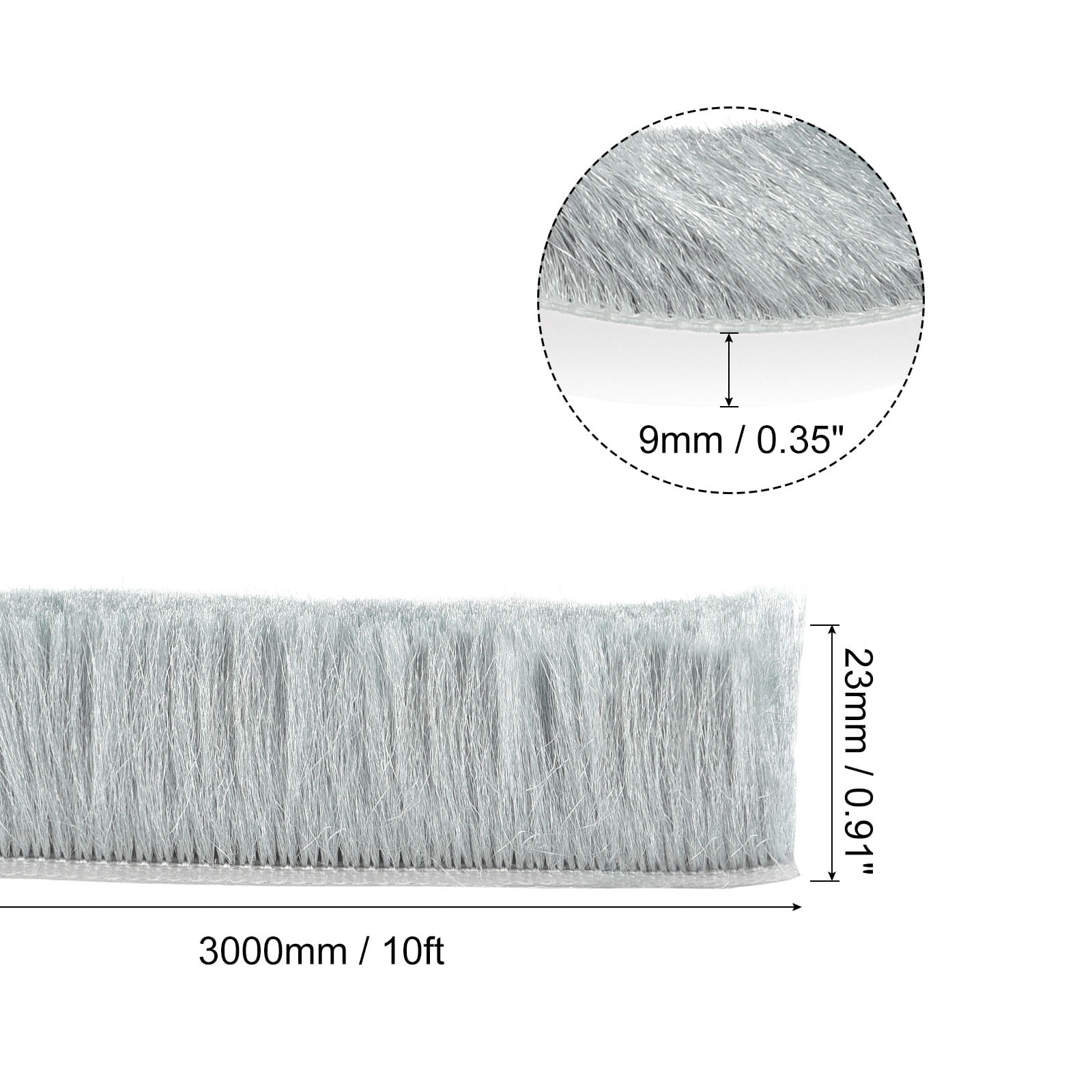 Unique Bargains Weather Stripping Brush Self-Adhesive Seal Weatherstrip Gray 10ft x 0.35" x 0.9"