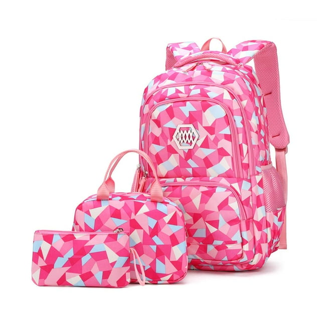 Conjunto de mochila y lonchera Bansusu estampado geométrico para chicas de secundaria