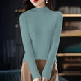 thumbnail image 1 of IMENGL Women's spring solid semi high neck pullover, Green M, Size M-2XL, 1 of 4