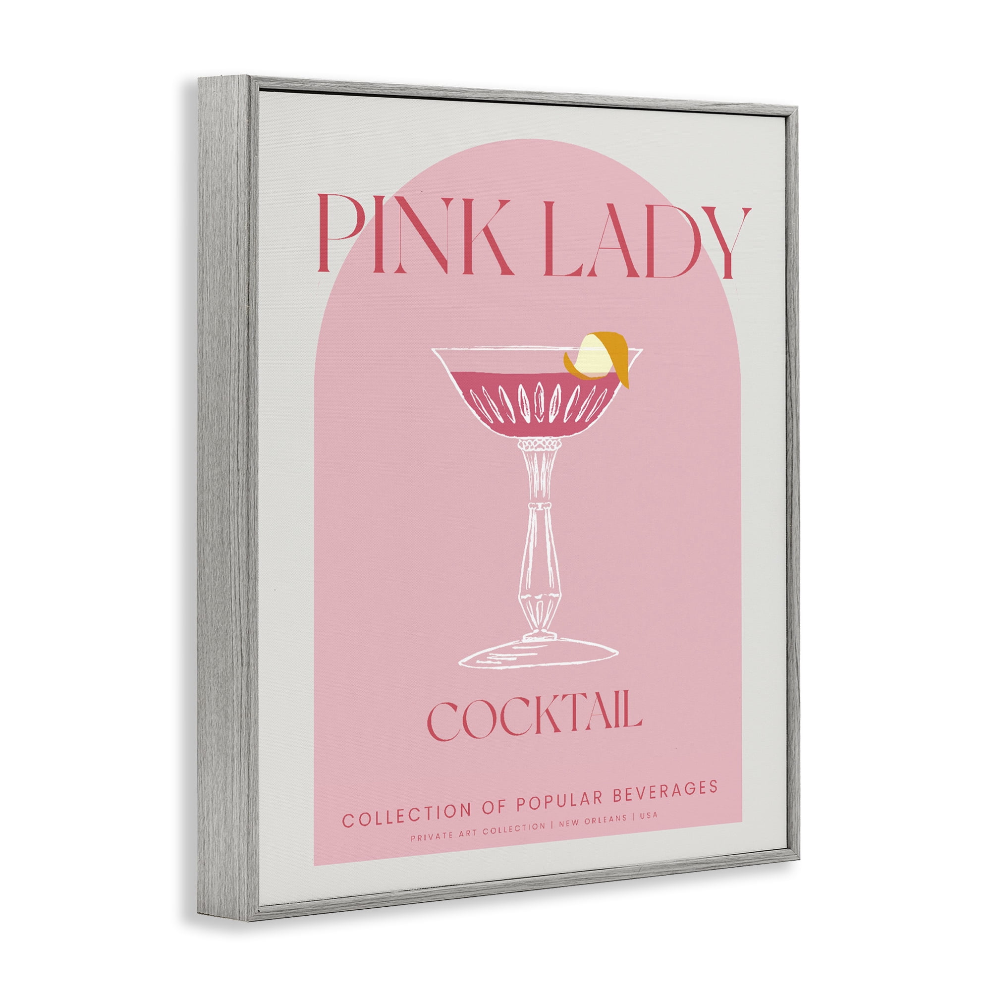 Stylish Retro Pink Lady Gray Framed Giclee Art, design by Lil' Rue