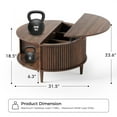 thumbnail image 3 of CDCASA Round Coffee Table with Storage, Fluted Lift Top Coffee Tables for Living Room, Mid Century Modern Round Center Table with Sliding Cabinet Door, Dark Brown, 3 of 11