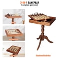 thumbnail image 6 of 3 in 1 Chess Checkers Backgammon Table Set 18 Inch Premium Wooden Game Board Deluxe Combo Furniture Gift for Family, 6 of 6