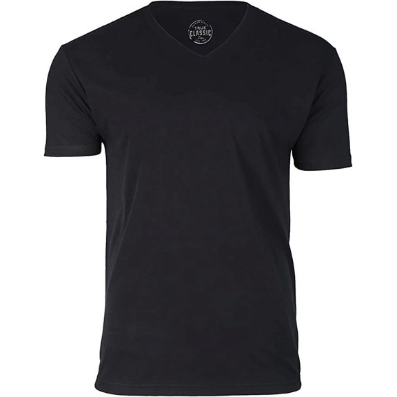True Classic V Neck Mens T Shirt, Premium Fitted Soft Men's T-Shirts. Black, XXL