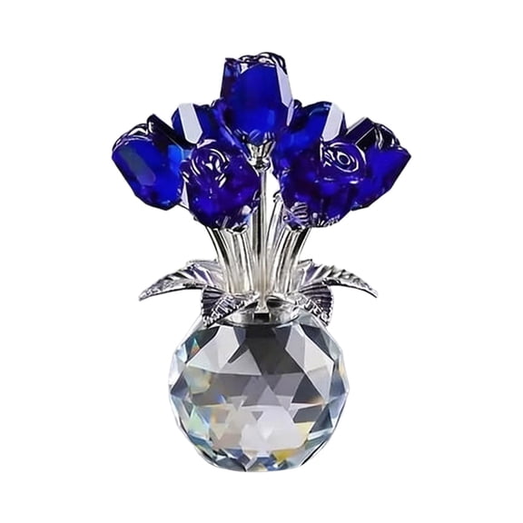 Rose Crystal Flower Paperweight, Glass Flower Gifts for Sister Girlfriend Women Girl Wife, Crystal Flowers Bouquet Collectible for Valentine's Day Wedding Anniversary, 1 Pcs, 4.13x3.15"