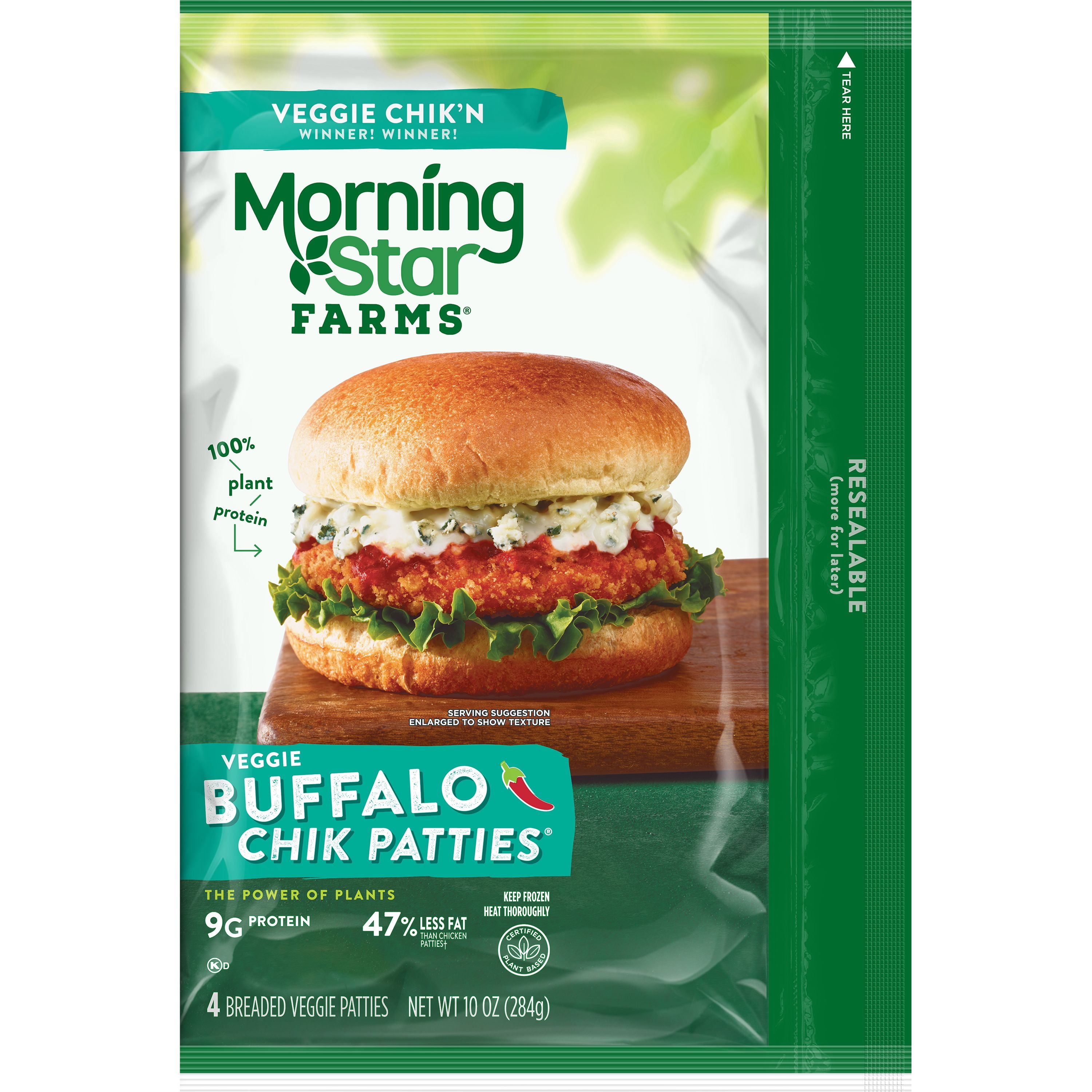 MorningStar Farms Veggie Chik Patties, Buffalo, Vegan Good Source of
