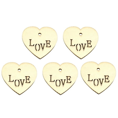 

NUOLUX 50pcs Heart Shape Love Wood Chip for Handmade DIY Craft with One Hole Wood Chips Decorative Embellishments Crafts(40mm/2mmThick)