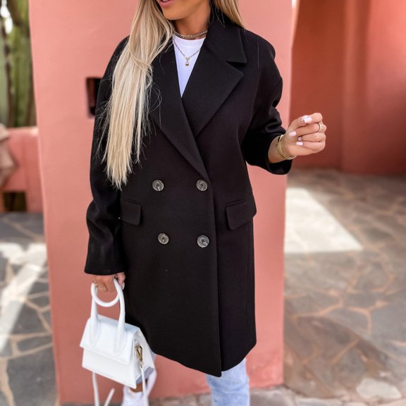 Vedolay Suit Jackets for Women Plus Size Elegant Split Long Sleeve Open Front Office Blazer Jacket,Black L