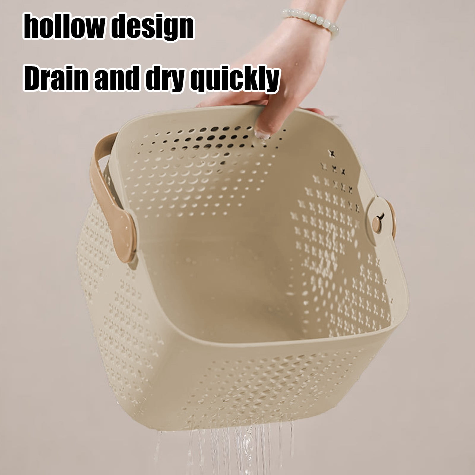 Luxury Handheld Bath Basket for Bathroom Wash and Storage Square Drainage Design with Handle for Shower Spa Organization Holds Shampoo Soap Lotion Cosmetics