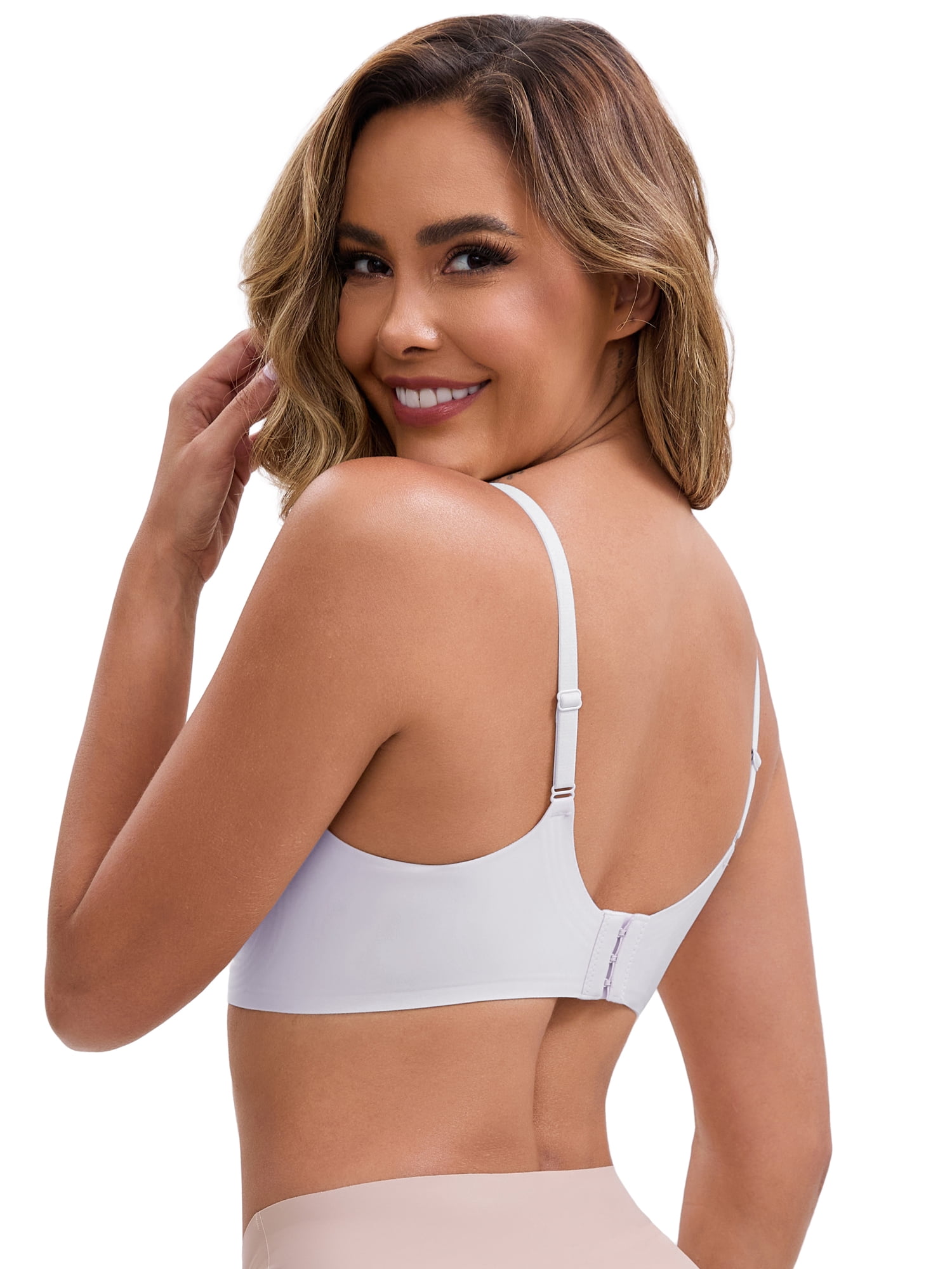 DARING DIVA Lace Trim Wireless Bra Adjustable Spaghetti Straps Lift Up L Light Purple