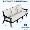 thumbnail image 4 of FOOWIN 7-Piece Patio Furniture Set, HDPE Outdoor Conversation Set with 5 Seating & Cushions, Perfect Patio Sofa Set for Garden, Porch, Backyard, Black Frame with Beige Cushion, 4 of 7
