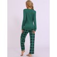 thumbnail image 3 of DARING DIVA Women's Soft Long Sleeve Plaid Pajama Set with Pockets XL Green, 3 of 6