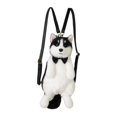 thumbnail image 2 of Linda mochila con forma de cachorro, bolso informal suave para cachorros y muñecas para amantes de las mascotas, mujeres y niñas Lazo negro, 2 of 8