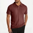 thumbnail image 2 of Camisas de Verano Casuales de los Hombres Color Sólido Suéter de Manga Corta, de Punto Solapa con Doblado Y Puños con Costillas, 2 of 9