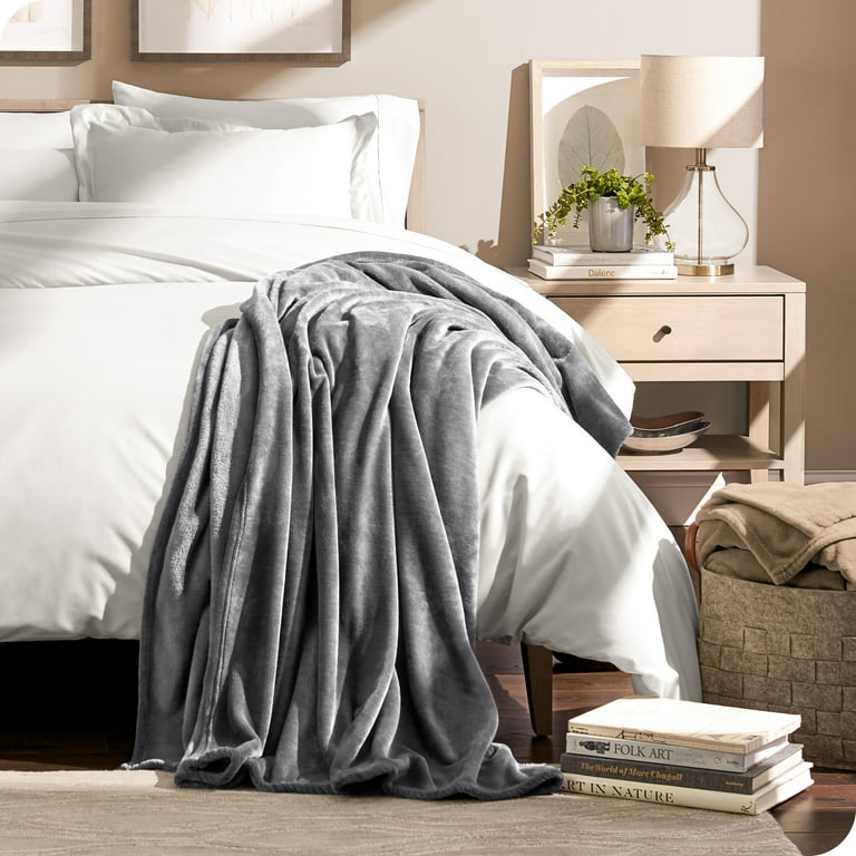 Bare Home King Size Microplush Fleece Blanket Soft Plush Fuzzy 300 GSM Gray Walmart