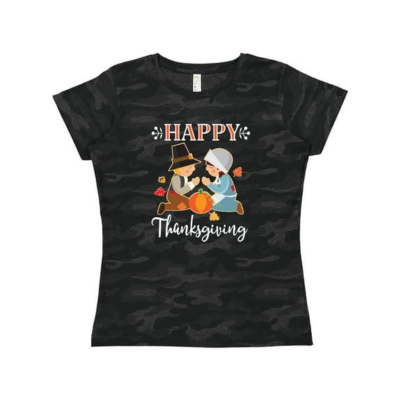 Inktastic Happy Thanksgiving Christian Pilgrims Holiday Women's T-Shirt