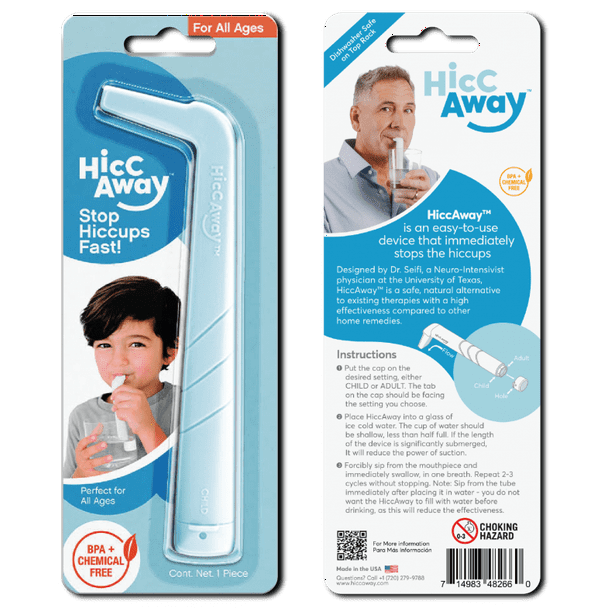 HiccAway, Hiccup Curing Device, Stops Hiccups Instantly, Hiccup Straw
