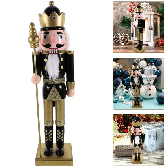 FUEENIRVA Black Wooden Nutcracker Figurine Christmas Table Decor Holiday Home Decoration