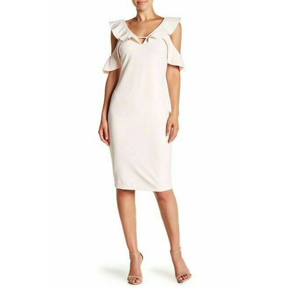 Rachel Roy Robe Fourreau à Épaules Dénudées à Volants à Encolure en V pour Femme Rose Taille 2 241 $