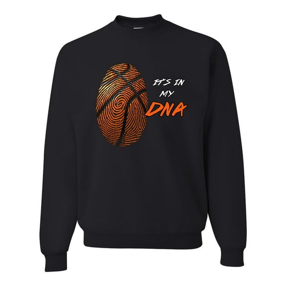 Wild Bobby, Basketball Fingerprint It's In My DNA, Sports, Unisex Crewneck Graphic Sweatshirt, Black, Small