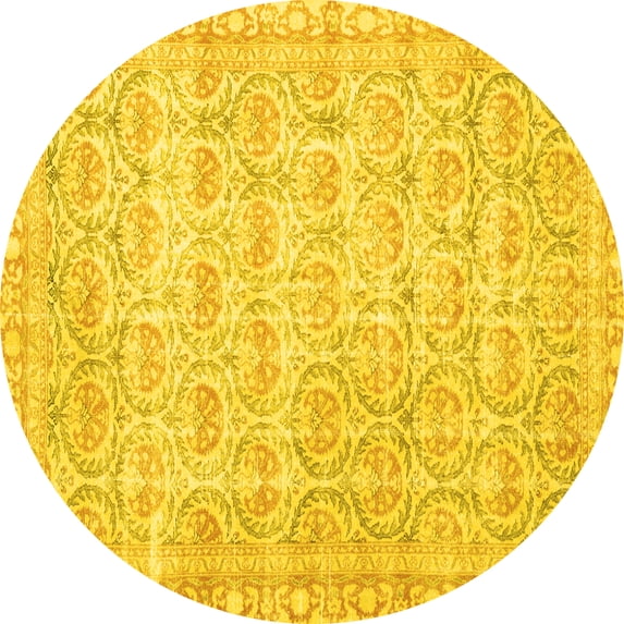 Ahgly Company Indoor Round Persian Yellow Traditional Area Rugs, 5' Round