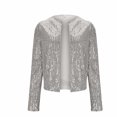 thumbnail image 6 of Miqool Women's Sequin Cropped Jacket Long Sleeve Open Front Glitter Sparkly Blazer Shrugs Wedding Party Disco Bolero Cardigans, 6 of 6