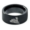 thumbnail image 2 of Tungsten Train Trains Transportation Cargo Rail Band Ring 9mm Men Women Comfort Fit Black Flat Cut Brushed Polished, 2 of 4