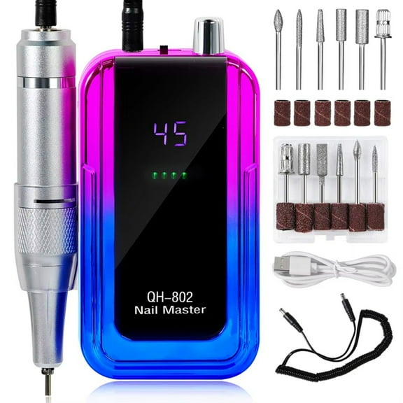 45000RPM Rechargeable Nail Drill Machine Electric Nail Drill Sander Low Noise Manicure Machine Blue