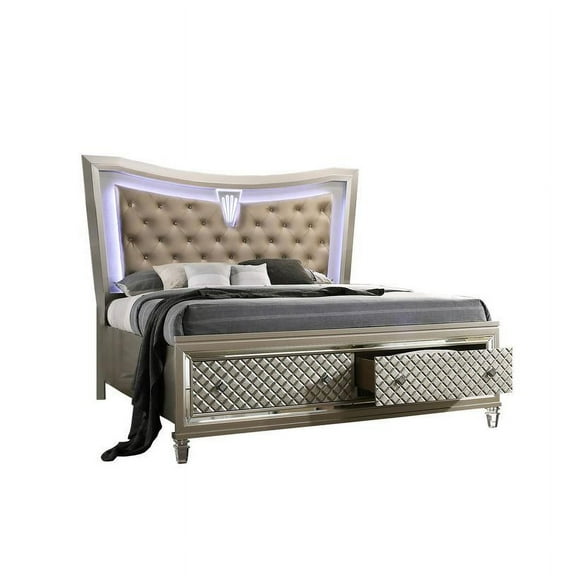 Venetian Queen Platform Storage Bed with LED Light HB