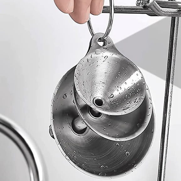 ETEREAUTY Stainless Steel Nesting Funnel Set for Kitchen with Hanging Storage Hole, and Space-Saving Design