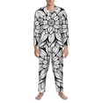 thumbnail image 3 of Naloa Mandala Floral Line Art Men’s Pajamas Set - Long Sleeve Button Down Sleep Shirt and Pajama Bottoms Sleepwear Set-Medium, 3 of 7