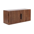 thumbnail image 4 of Kate and Laurel Atwood Modern Mango Wood Two-Door Wall Cabinet, 32 x 10 x 14, Walnut Brown, Decorative Storage Cabinet with Metal Pulls for Use as Floating Nightstand or Floating TV Shelf, 4 of 10