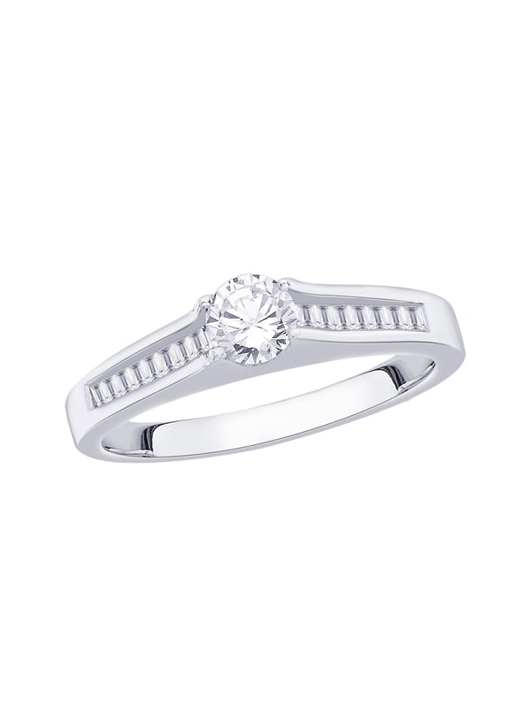KATARINA Round and Baguette Cut Diamond Engagement Ring in 10K