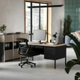 thumbnail image 3 of Flash Furniture Commercial Grade 30x60 Double Pedestal Desk with 5 Locking Drawers, White Oak Top and Black Frame, 3 of 13