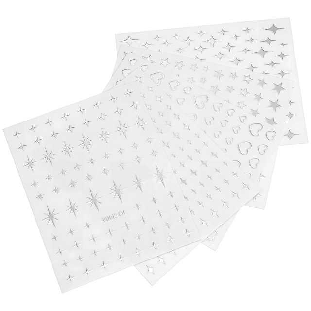 OULII 5 Sheets Silver Nail Art Stickers Self Adhesive Star Design For Nail Artists Various Occasions