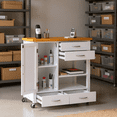 thumbnail image 5 of Homy Casa Mobile Garage Storage Cabinet with Drawers, Shelves, and Lockable Wheels, White, 5 of 8