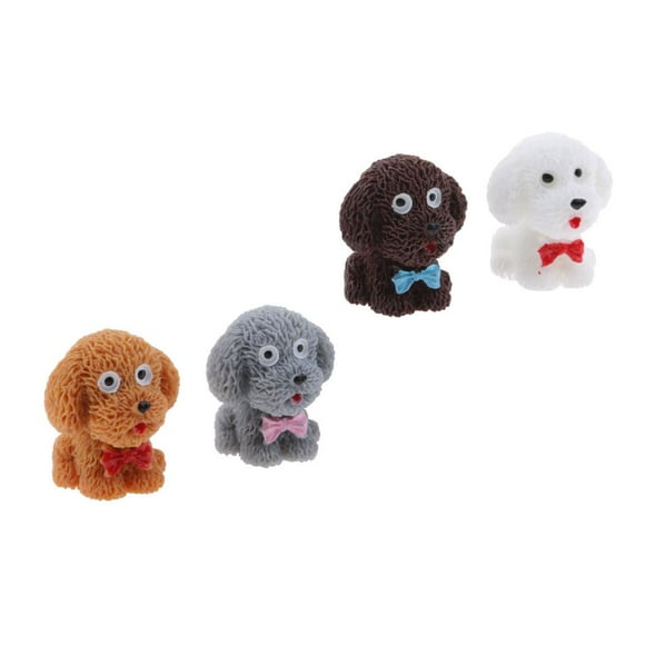 DOLITY 4pcs Teddy Dog Micro Landscape Ornament Terrarium Miniature Dollhouse Decor
