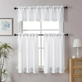 thumbnail image 2 of sasyxdc Mila Natural Kitchen Curtains 2 Panels  Small Window Curtains for Living Room Bathroom Laundry Basement  Modern Rod Pocket Light Filtering Jacquard Leaf Curtain  30Wx24L inches gt, 2 of 9